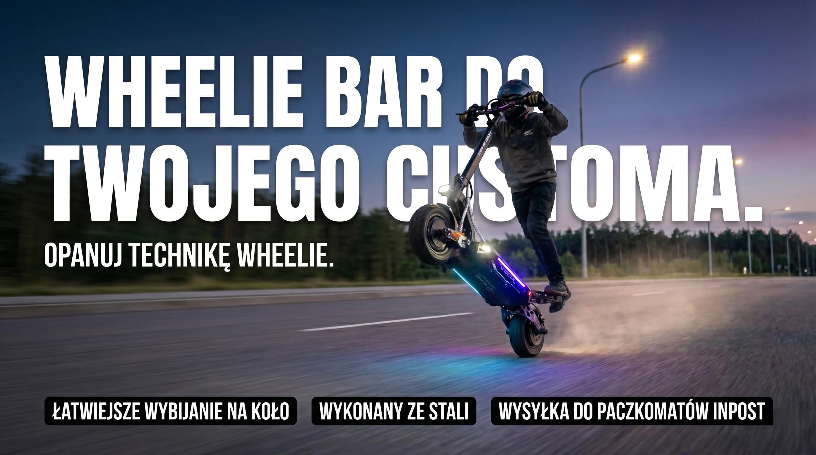Wheelie Bar do customowego stunt setupu na hulajnodze